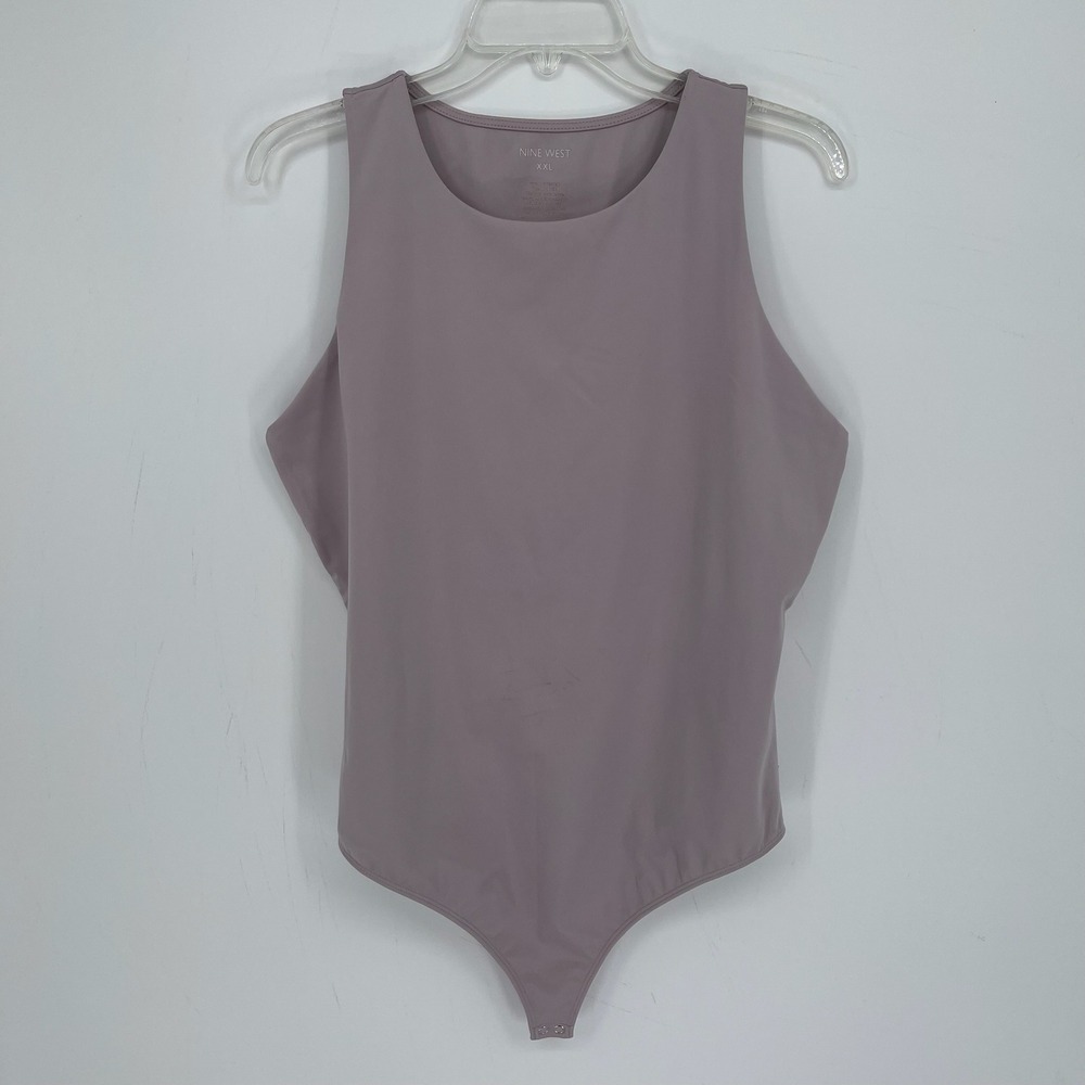 Nine West Women's Purple Stretch Sleeveless Crewneck Bodysuit Plus Size XXL
